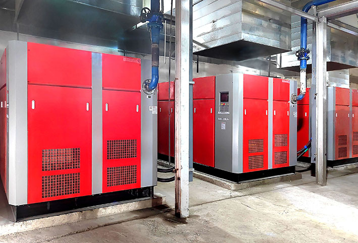 格素五套工频/变频螺杆空压机应用于建材企业（280kW）